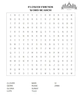 Flower Friends Word Search Puzzle